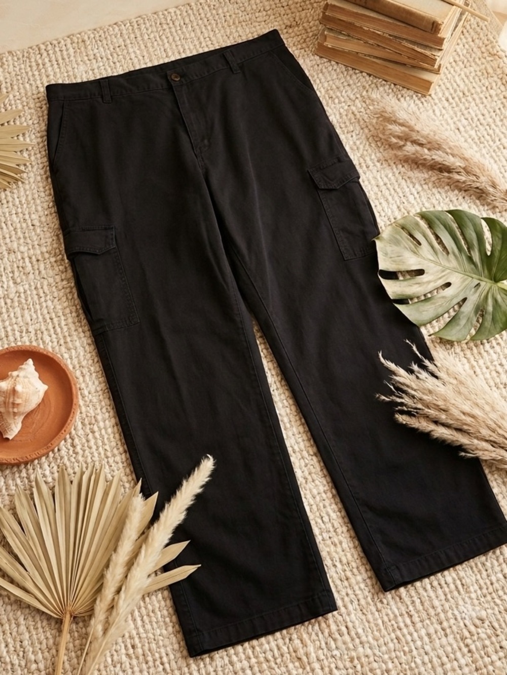 DICKIES Men’s Black Cargo Pants – Durable Workwear Utility Trousers – Size 38x32